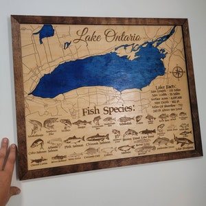 Lake Ontario Laser Engraved Map