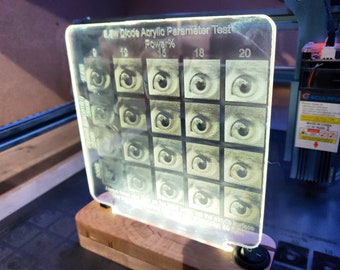 Clear Acrylic Laser Engrave Test File (5.5w diode)(Lightburn,SVG,DXF)