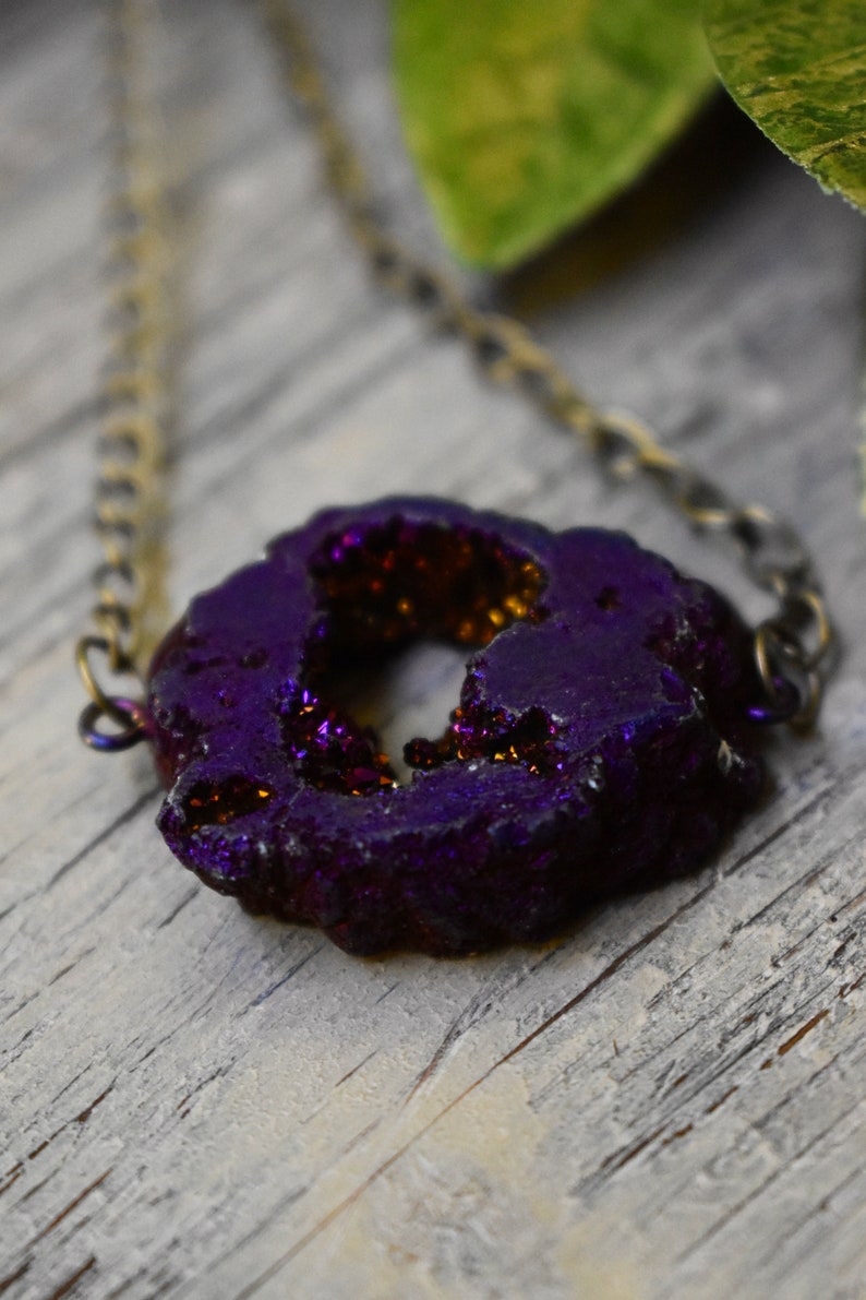 Purple Titanium Druzy Pendant Necklace