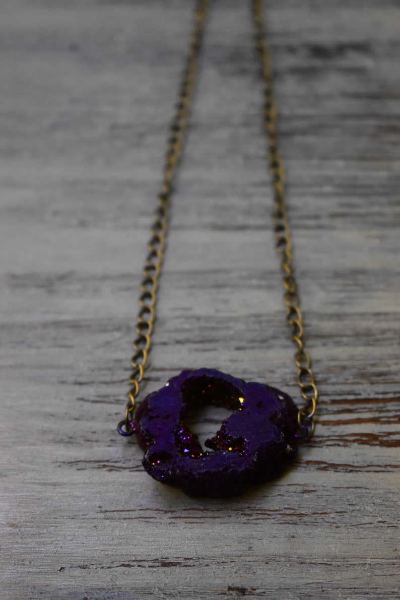Purple Titanium Druzy Pendant Necklace