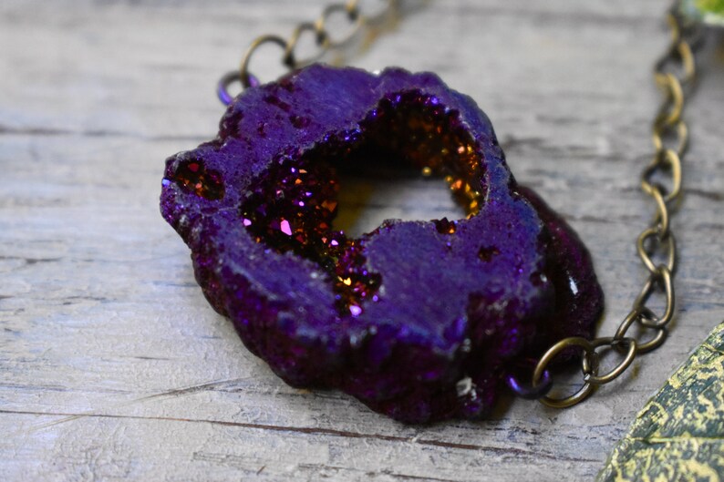 Purple Titanium Druzy Pendant Necklace