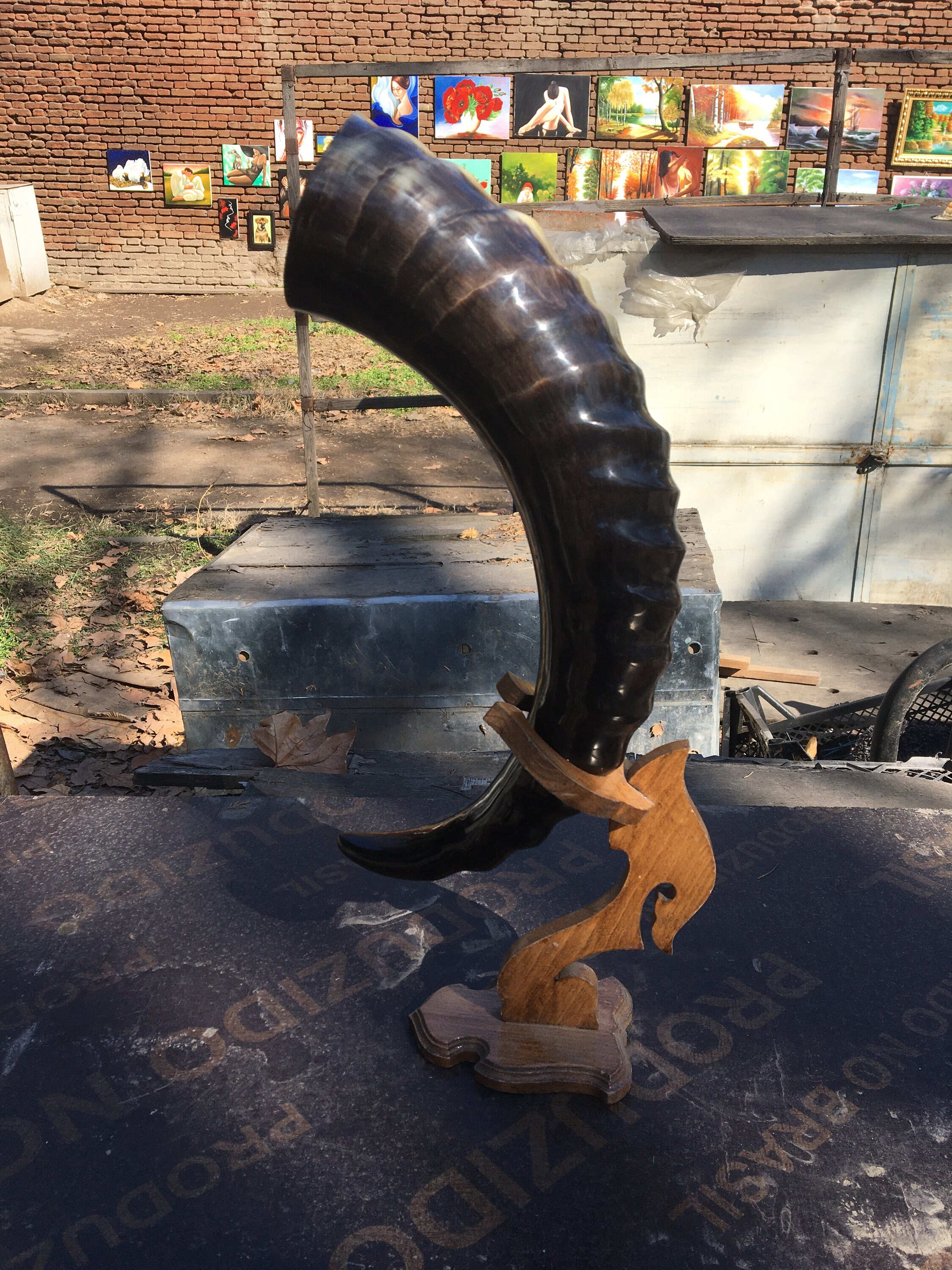 Large Drinking horn with stand for WeddingViking Etsy