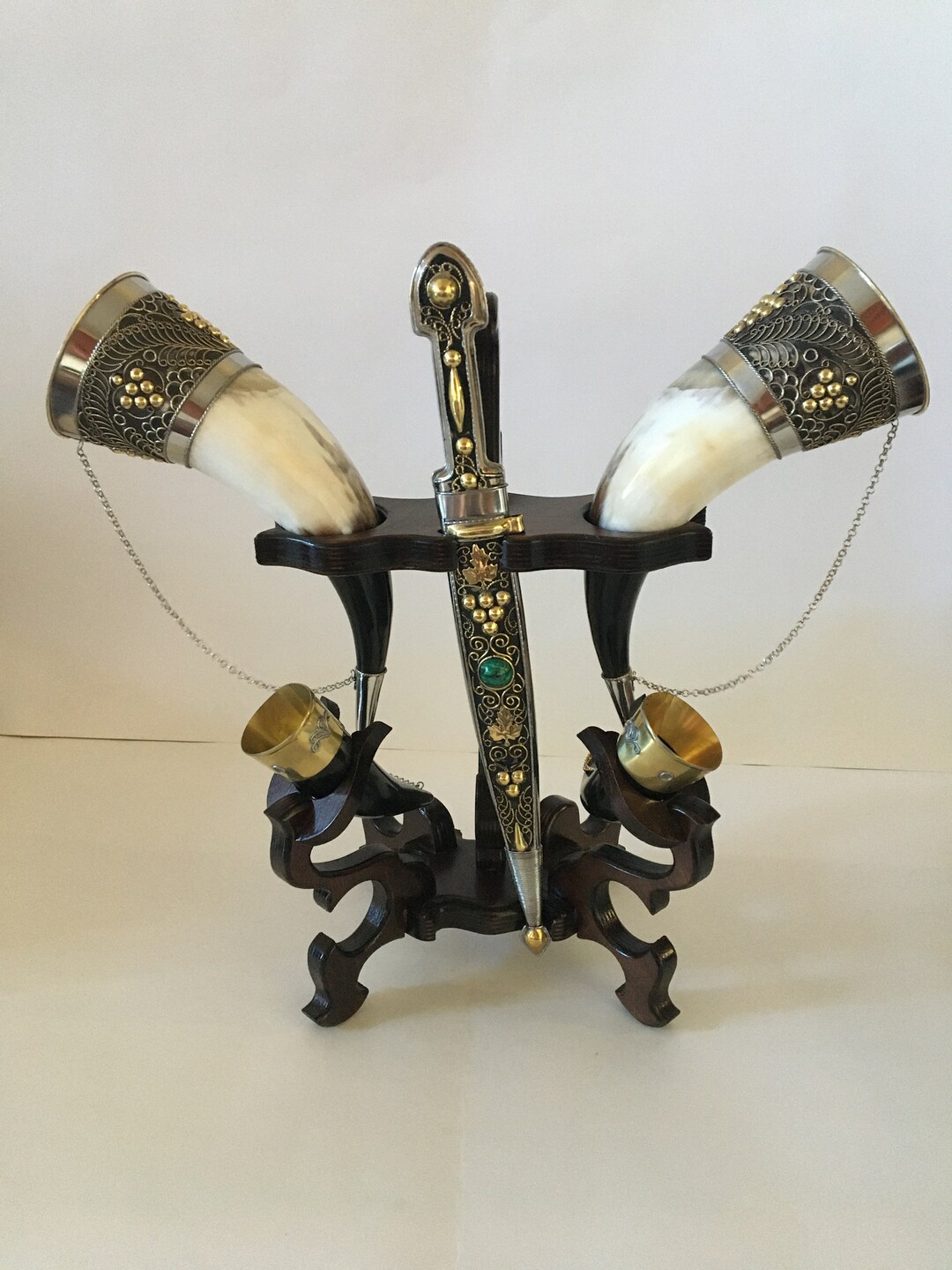 Drinking Horns With Stand for Wedding,handmade Dagger,drinking Horn Mug