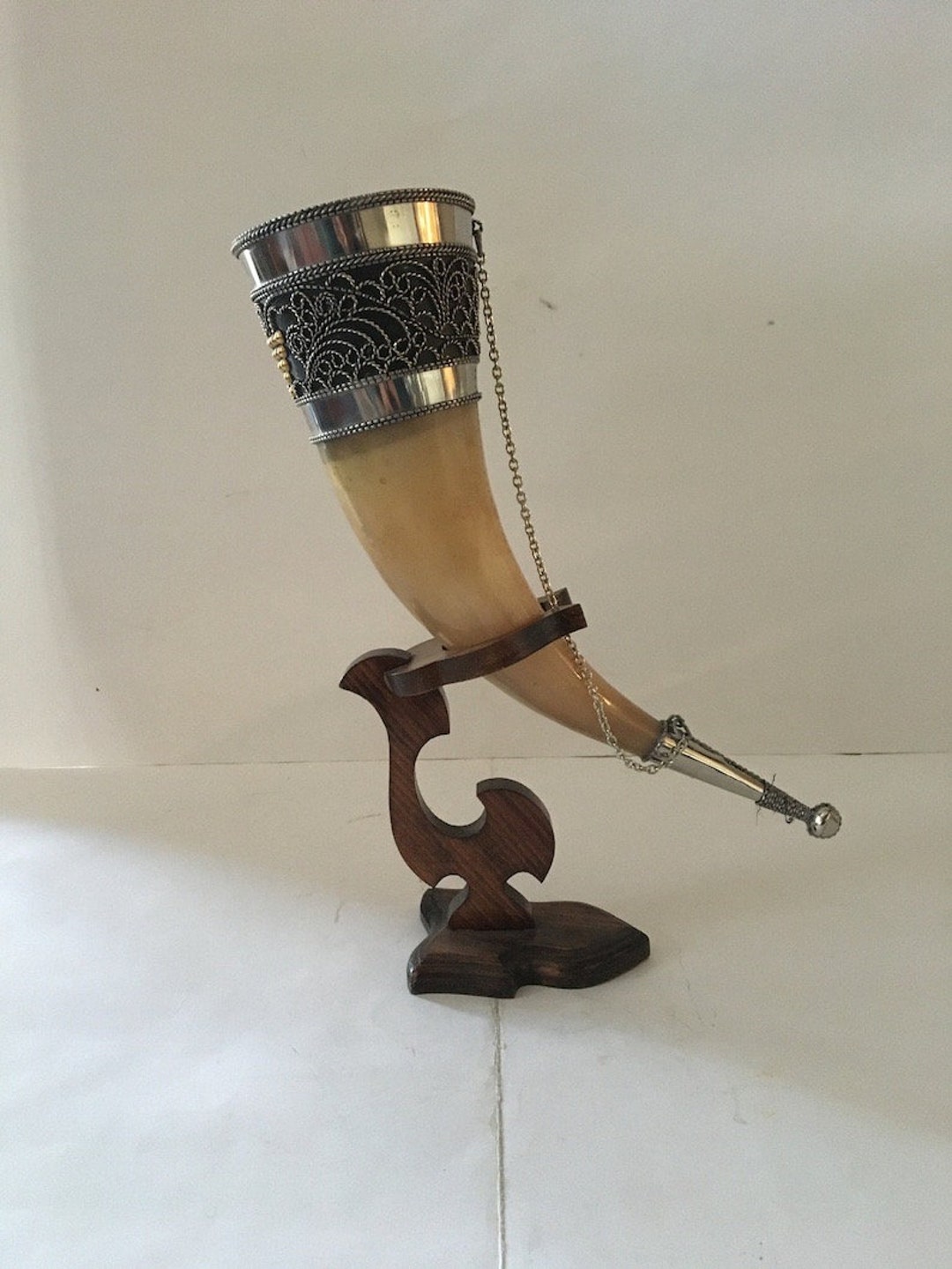 Drinking Horn With Standviking Drinking Horn Etsy