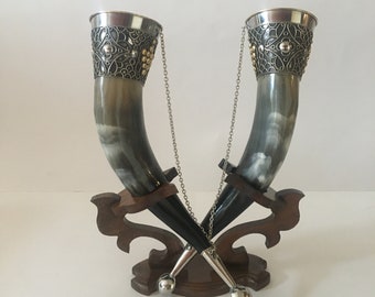 Drinking horns with stand for Wedding, Viking Best quality