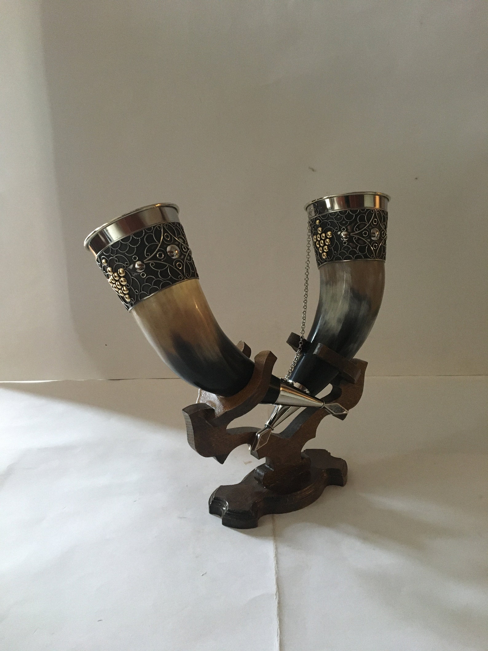 Drinking horn with stand for Wedding VikingBest quality Etsy