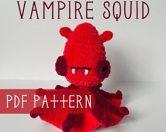 Vampire Squid Crochet Pattern, No-Sew Amigurumi, Ocean Crochet Plush