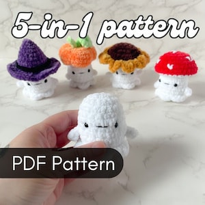 Fantasmi che fanno di più, modello all'uncinetto senza cuciture, peluche fantasma di Halloween, fantasma fungo, fantasma girasole, fantasma zucca, fantasma strega