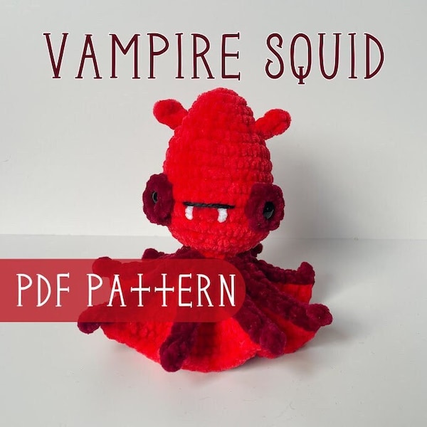 Vampire Squid Crochet Pattern, No-Sew Amigurumi, Ocean Crochet Plush