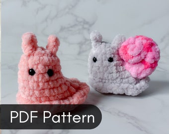 PDF Download, Slow Bros, Snail & Slug Häkelanleitung, Amigurumi, Mini Plushie