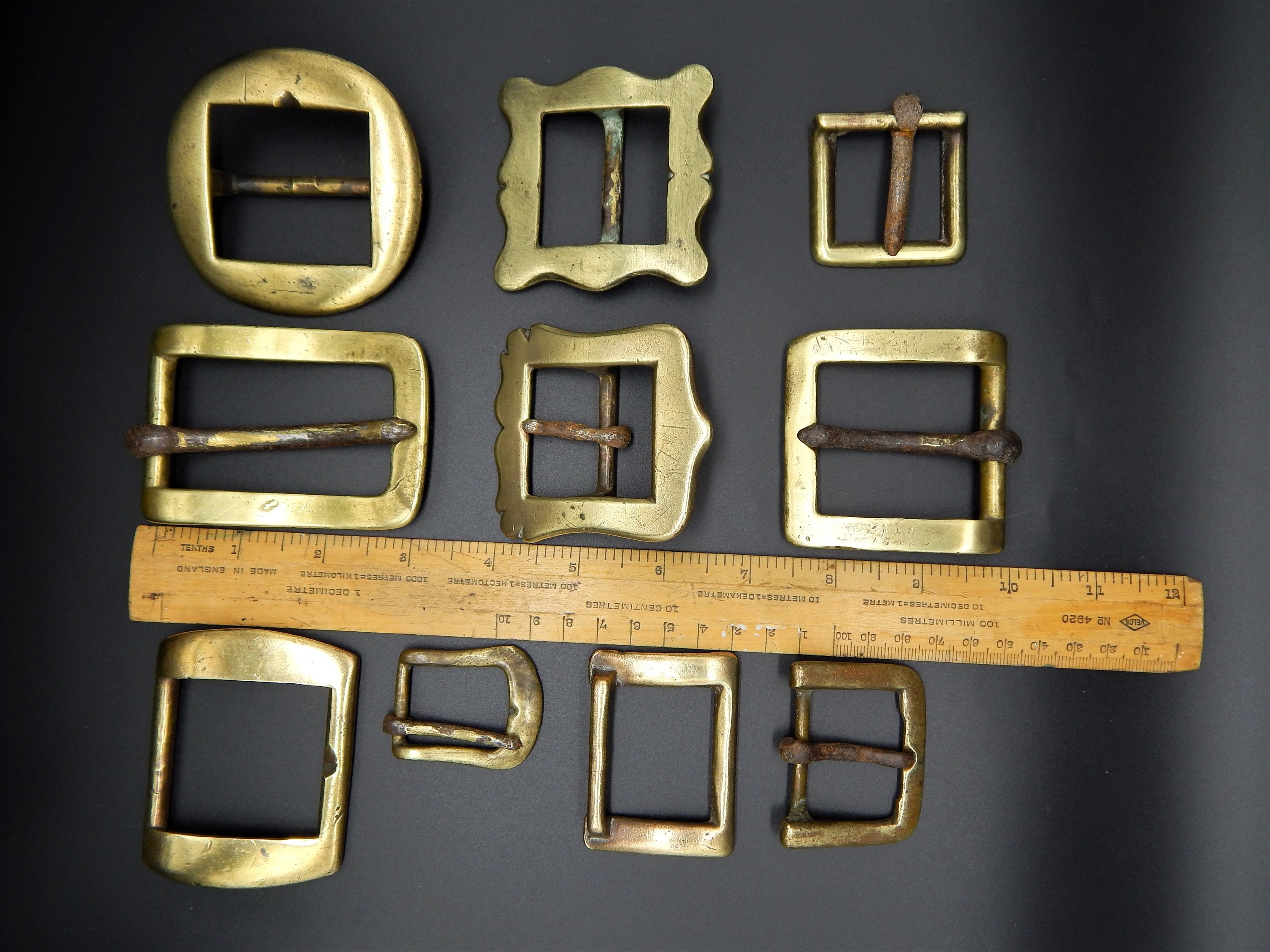 Antique Brass Buckles horse bridle buckles x 10 various Etsy