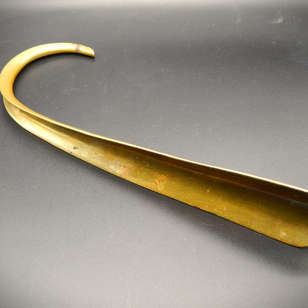 Antique Edwardian curled brass boot or shoe horn, circa 1910. UK delivery.