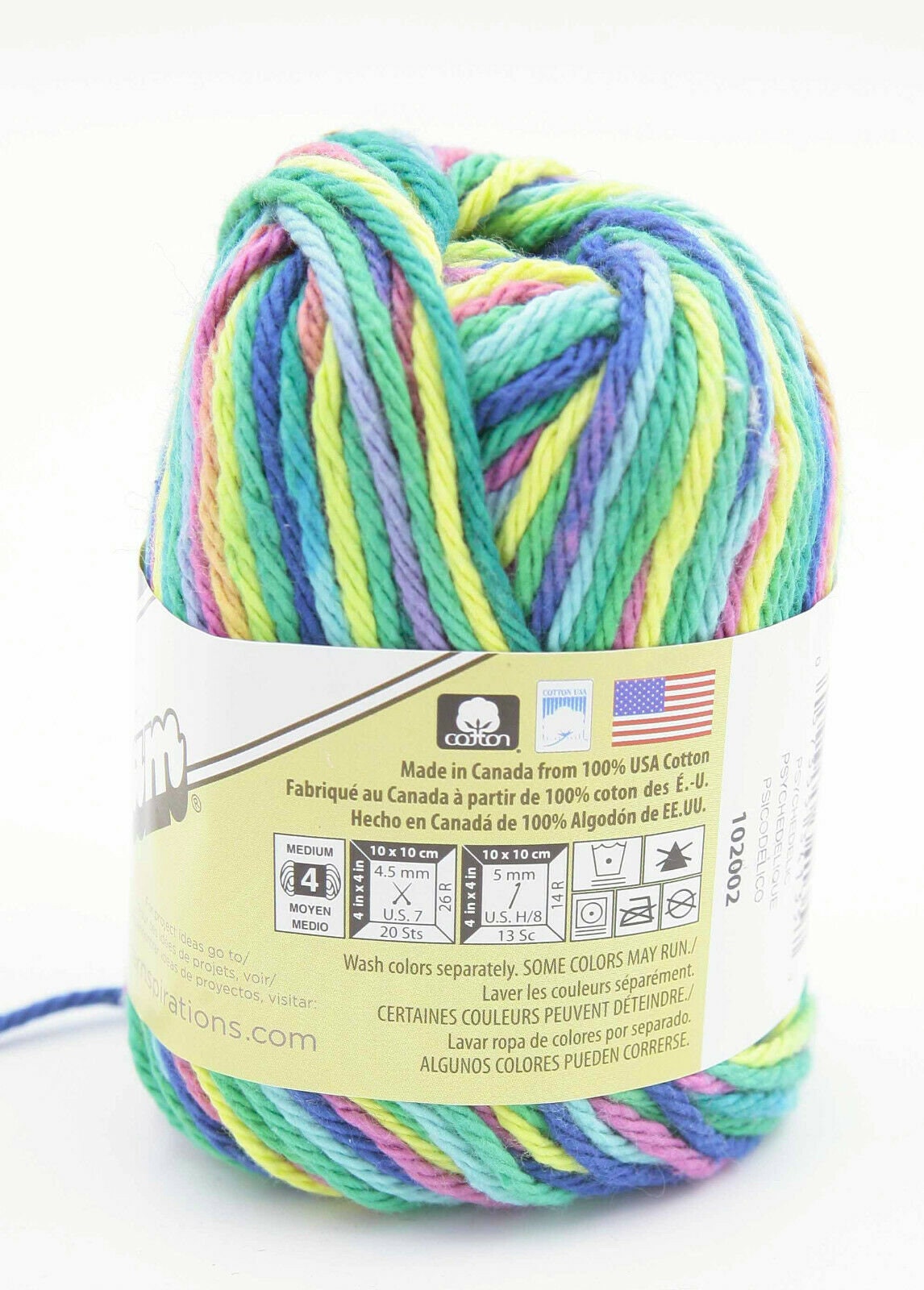 Lily Sugar'n Cream Yarn Psychedelic Made In Canada Yellow Etsy