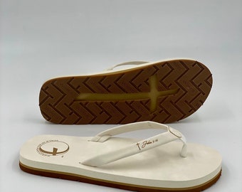 Christian Sandals, Cross Bottom, John 3:16, Bone Color