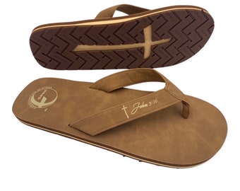 John 3:16 Sandals, Cross Bottom, Christian Flip Flops