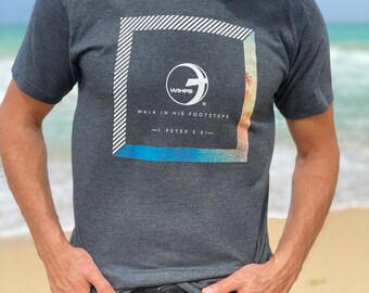 Walk In His Footsteps Christian T-Shirt, Sunset Tee