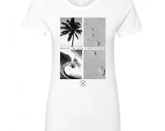 Beach Grid Christian Tee, Women's V-Neck T-Shirt