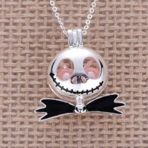 Halloween skeleton man inspired pearl cage necklace