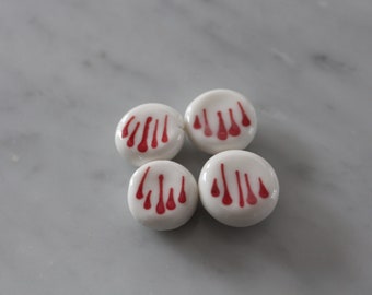 Set of 4 porcelain magnets red zebra model