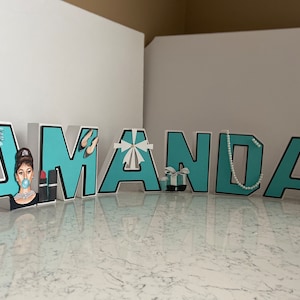 Breakfast at Tiffany’s party decorations, Breakfast at Tiffany’s themed 7&quot;  3d letters/ Audrey Hepburn