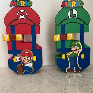 Super Mario or Luigi party decorations, super Mario 3d letter, Mario, Luigi