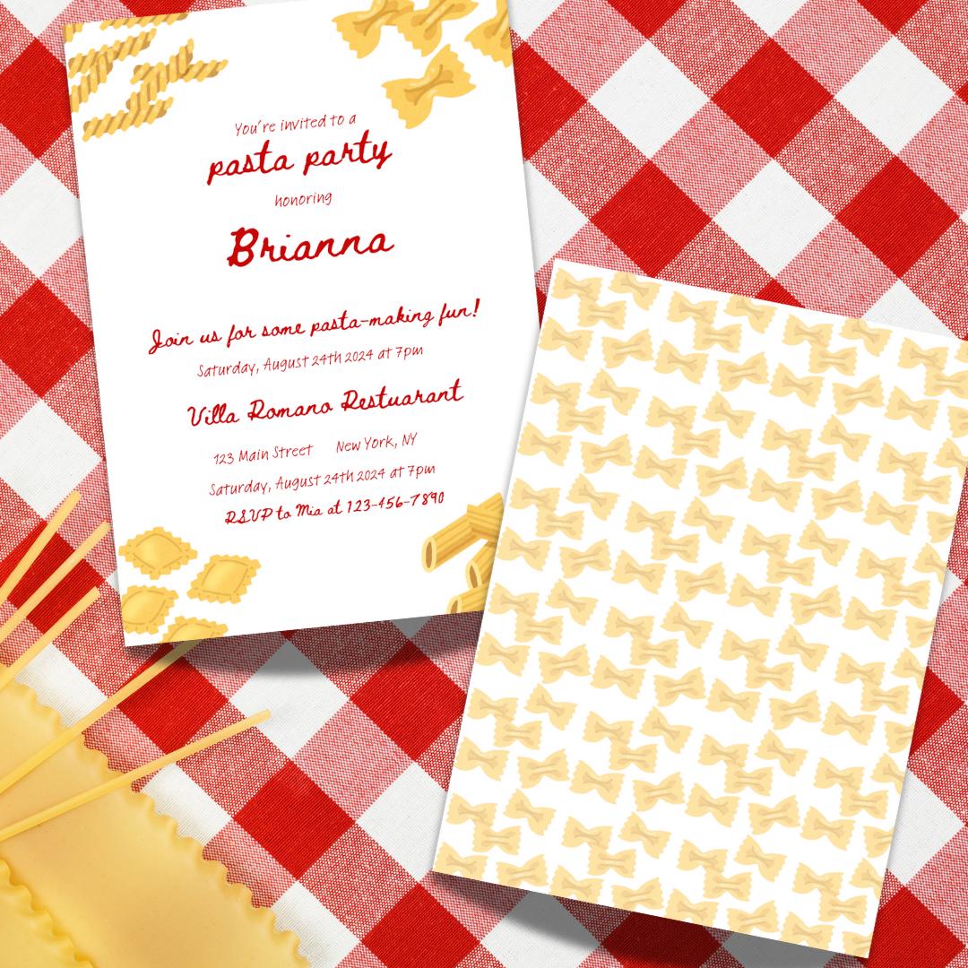 Pasta Lover's Dream: Digital Download Birthday Invitation for an Italian Themed Party