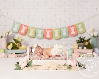 イースター パステル 春うさぎ 新生児 デジタル写真背景 イースターと春の写真撮影セッションの背景