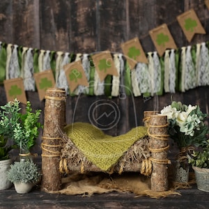 St. Patrick&#39;s Day RUSTIC Newborn Photography Digital Backdrop Background