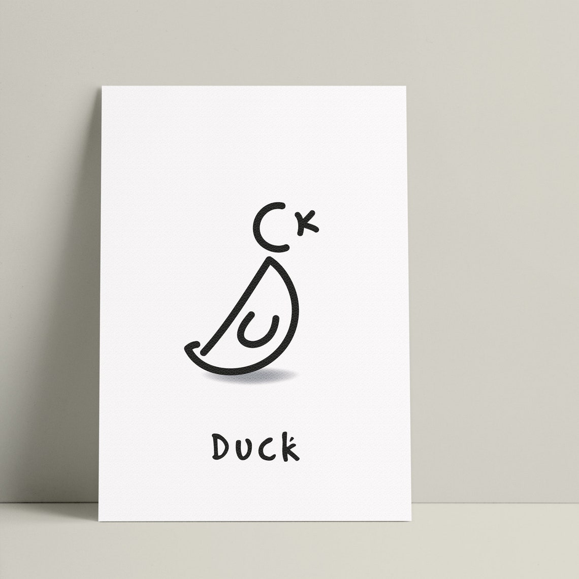 DUCK Word Art Print. Duck Illustration. Learn & Spell Using the Letters ...