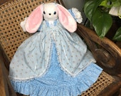 Asleep Awake Bunny Handmade with Beautiful Fabrics, Lace, Fleece