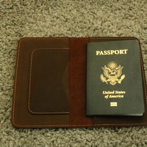 Monogrammed Leather Passport Wallet, Crazy Horse Top Grain