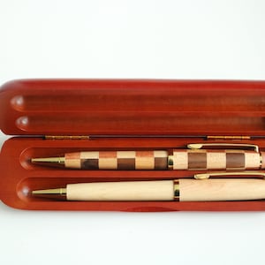 Personalized Rosewood Double Pen Case Set, Pens with choice, Rosewood Box, Natural Wood Two Pen Set * Piano Finish