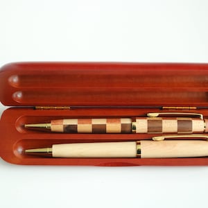 Monogrammed  Rosewood Double Pen Case Set, Pens with choice, Rosewood Box, Natural Wood Two Pen Set * Piano Finish best 1