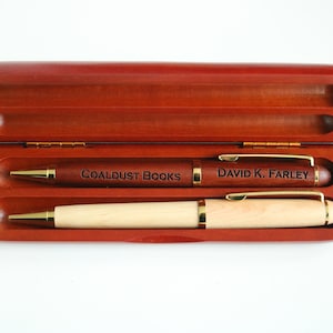 Monogrammed  Rosewood Double Pen Case Set, Pens with choice, Rosewood Box, Natural Wood Two Pen Set * Piano Finish best 1
