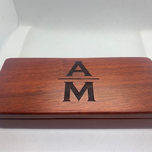 Personalized  Engraved Rosewood Pen Case with two Pens, Pen Box, Wedding Gift, Wood Pen Set with initials, Engraved Wooden Pens AM initial