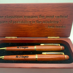 Pen Set Box, Personalized Rosewood Pen Case with one or two Pens, Exotic Natural Set Engraving Monogrammed, gift, deal for dads image 4