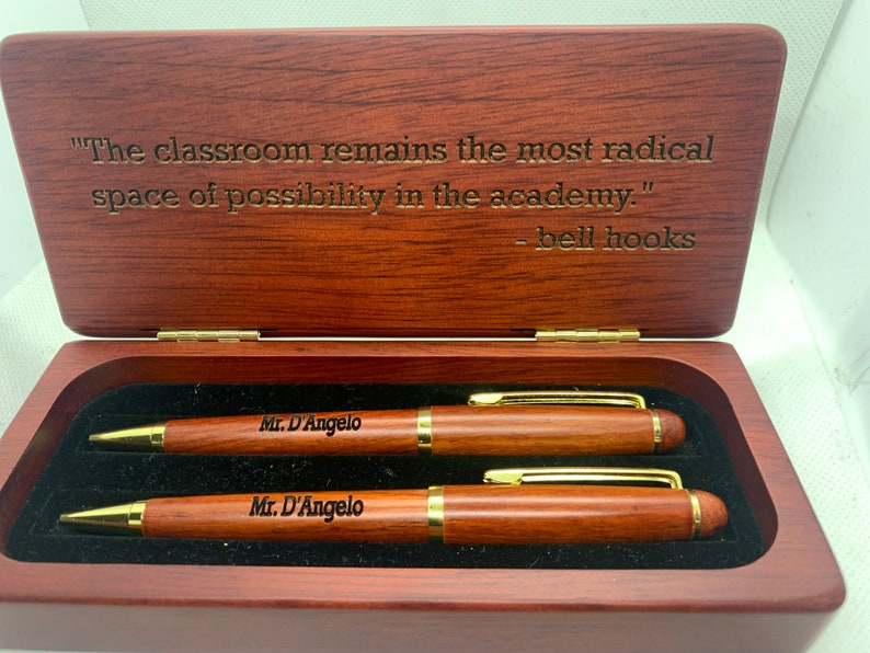 Pen Set Box, Personalized Rosewood Pen Case with one or two Pens, Exotic Natural Set Engraving Monogrammed, gift, deal for dads image 4