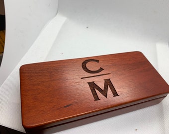 Personalized Rosewood Pen Box, Engraved Natural Wood Pen Case