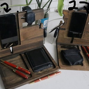Docking Station Natural wood gift Desk organization desk organizer best gift ever for man Engraved docking station Christmas gift