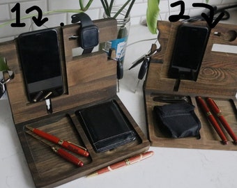 Docking Station Natur Holz Geschenk Schreibtisch Organisation Schreibtisch Organizer bestes Geschenk jemals für Mann Gravierte Docking Station Weihnachtsgeschenk