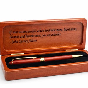 Gegraveerde houten pennen, gegraveerde palissander pennenset: gepersonaliseerde esdoornhouten pennendoos