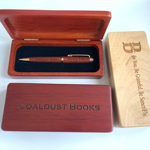 Pennenset van gegraveerd palissander, gepersonaliseerd, relatiegeschenk, gravure, pennendoos, monogramlogo en meer