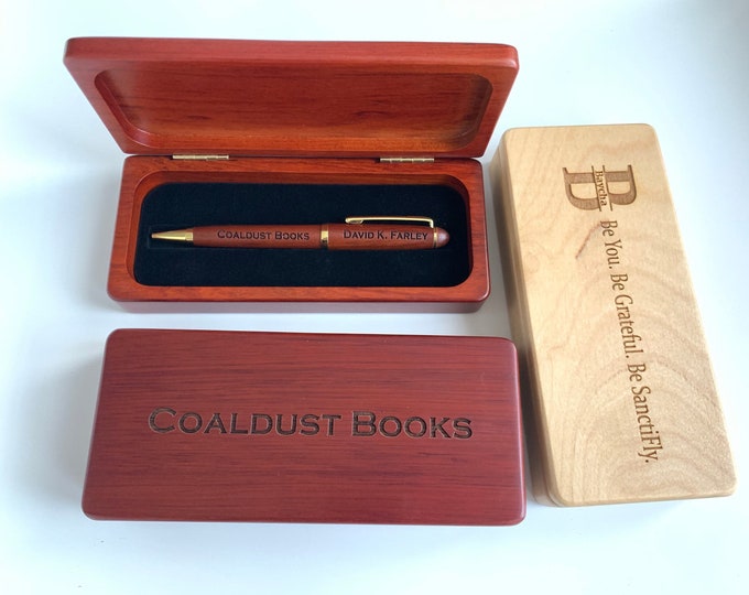 Engraved Rosewood Pen Set, Personalized, Executive Gift, Engraving, Pen Box, Monogrammed Logo and more