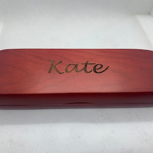 Monogrammed  Rosewood Double Pen Case Set, Pens with choice, Rosewood Box, Natural Wood Two Pen Set * Piano Finish best 1