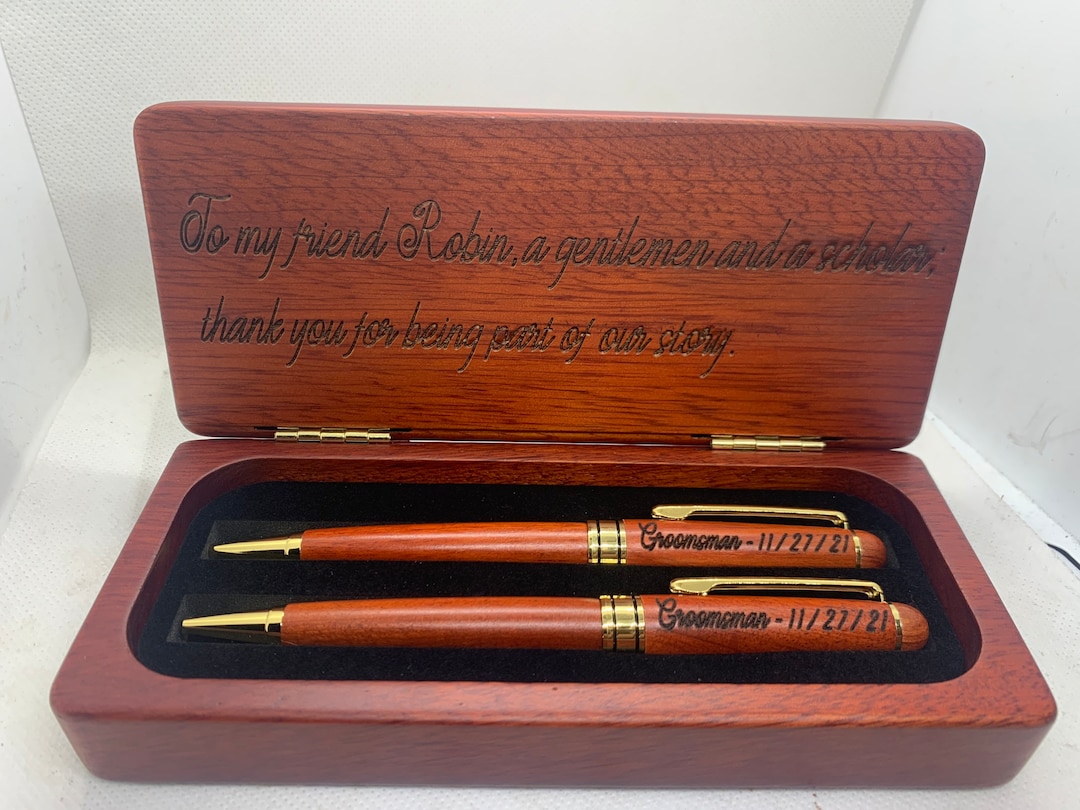 Personalized Rosewood Pen Set & Case, Engraved Wood Gift - Etsy
