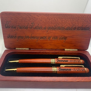 Personalized Pen Case Rosewood Pen Box Natural Wood Custom Pen Set Engraved Custom Pen Case Wooden Pen Monogrammed Pen Case Perfect Gift