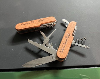 Monogrammed Swiss Knife Personalized Stainless Steel Wedding Groomsman Gift Multi-Tool Knife Laser Engraved