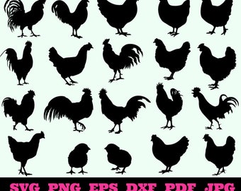 Chicken SVG - Chicken Silhouette - SVG Cut Files - Chicken Bundle SVG - Chicken Clipart - Chicken Cut File - Animal Svg - Instant Download