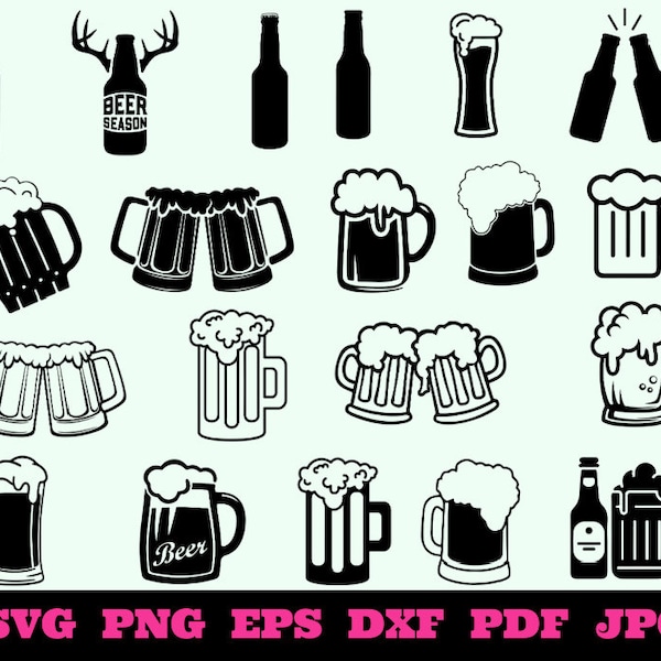 Bier Silhouette | Bierschnitt Dateien | Alkohol Silhouette | Trinksilhouette | Bierkrug SVG | Biergläser Svg | Bierflasche Svg| Bierkringel