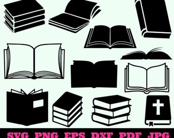 Books Svg - Reading Svg - Book Lover Svg - Books Silhouette - Books Cut Files - Books Svg Bundle - Books Clipart - Books Design- Library Svg